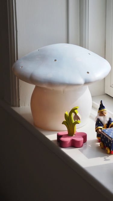 Medium Mushroom Lamp Light Blue