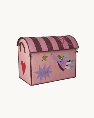 Large Raffia Basket 'Pink Hero'