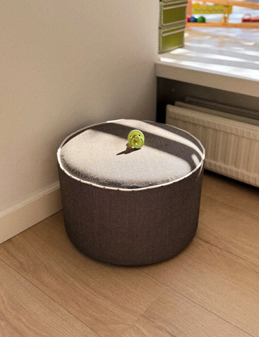 Pouf 'Dark Brown Check with Drop Lining'