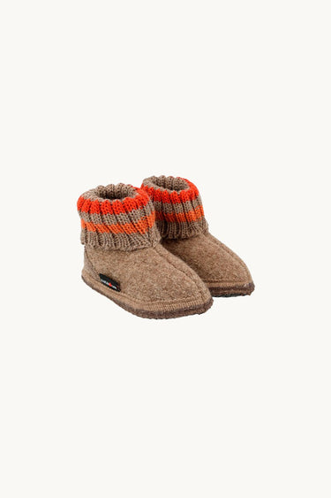 Wool Indoor Shoes Beige & Orange