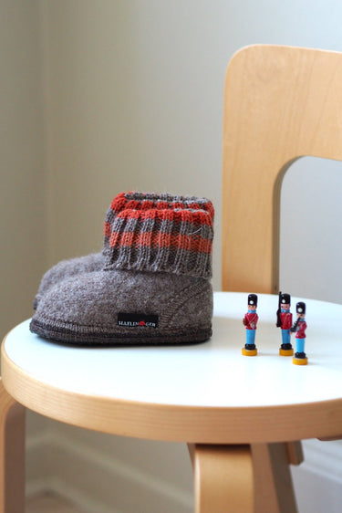 Wool Indoor Shoes Beige & Orange