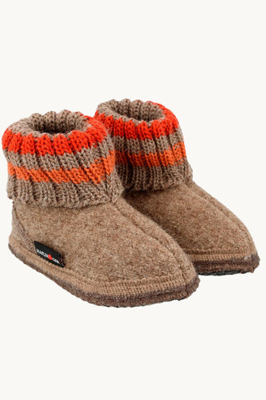 Wool Indoor Shoes Beige & Orange